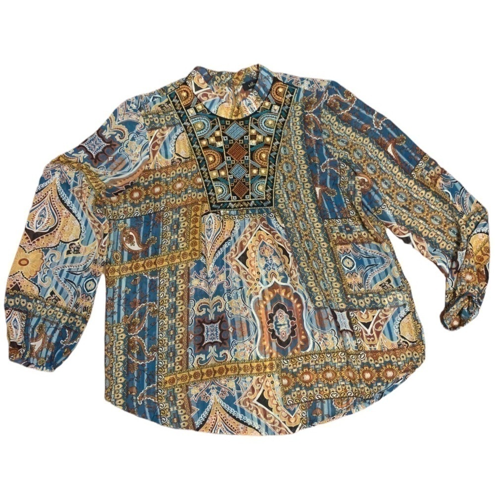 Melissa Paige Women’s Large Embellished Sheer Blouse